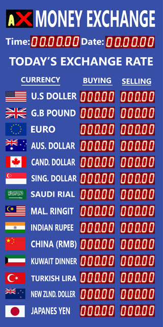 Money exchange rate Digital Clock